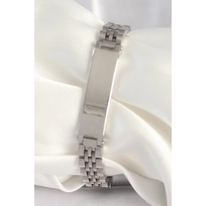 316L Çelik Gümüş Renk Zincir Künye Model Erkek Bileklik