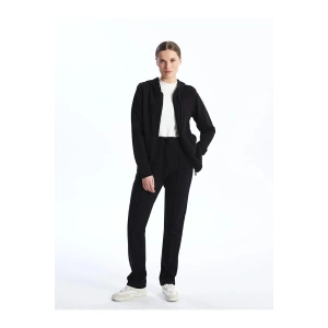 Classic Kapüşonlu Düz Uzun Kollu Kadın Fermuarlı Sweatshirt