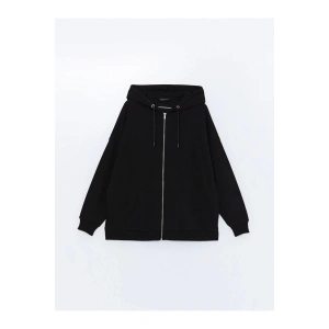 Kapüşonlu Oversize Kadın Fermuarlı Sweatshirt