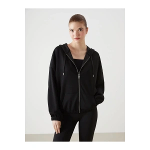Kapüşonlu Oversize Kadın Fermuarlı Sweatshirt