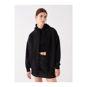 Kapüşonlu Oversize KadınFermuarlı Sweatshirt