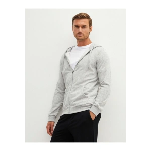Kapüşonlu Uzun Kollu Erkek Fermuarlı Sweatshirt