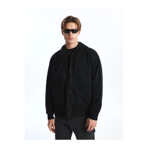 Kapüşonlu Uzun Kollu Erkek Fermuarlı Sweatshirt