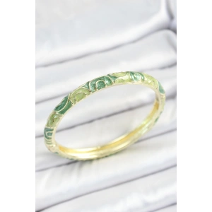 Mineli Pirinç Yeşil Sarmal Desenli Gold Renk Kadın Kelepçe