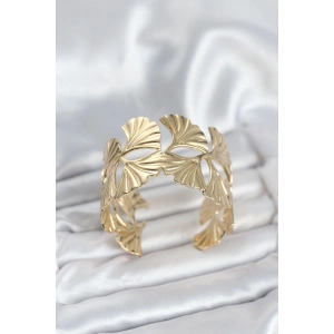 Pirinç Gold Renk Levha Yelpaze Model Kadın Bileklik