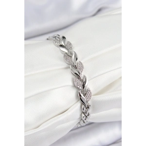 Pirinç Zirkon Taşlı Balık Kuyruğu Model Gümüş Renk Kadın Bileklik