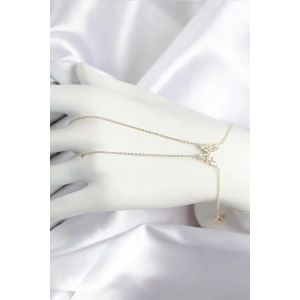 Pirinç Zirkon Taşlı Kelebek Model Gold Renk Şahmeran