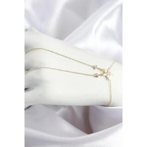 Pirinç Zirkon Taşlı Yıldız Model Gold Renk Şahmeran