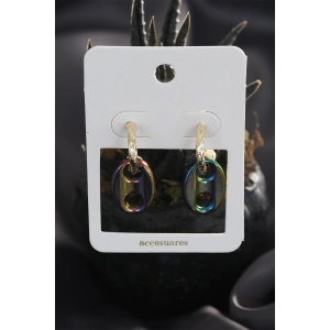 Renkli Hematit Taşlı Küpe Seti