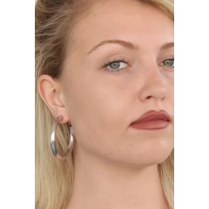 Silver Renk Halka Metal Bayan Küpe