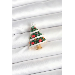 Süslü Çam Ağacı Model Yılbaşı Temalı Broş