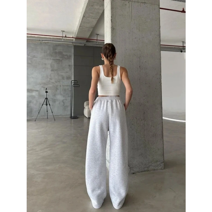 3 iplik şardonlu oversize eşofman gri