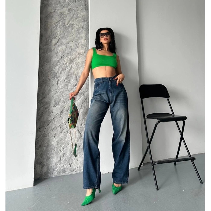 Baggy süper taş bıyık yıkama kahve tint jeans pantolon d2007