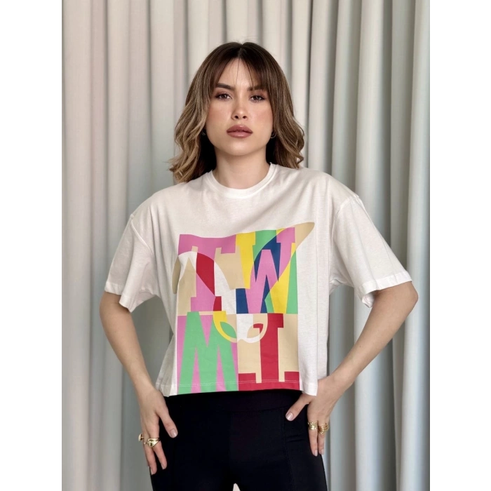 Baskılı crop tişört