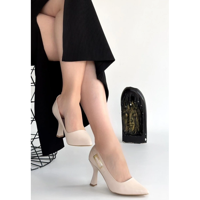 Cerin Bej Cilt Topuklu Ayakkabı