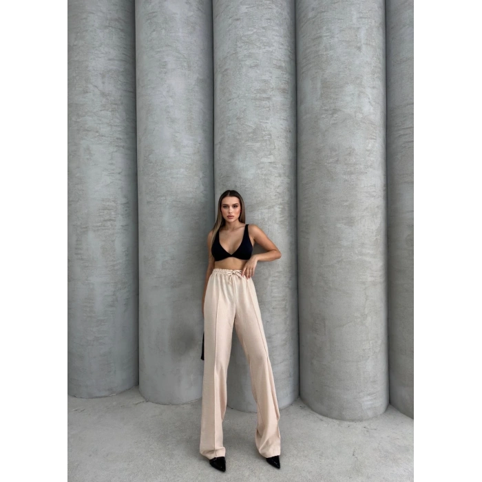 Çımalı keten pantolon