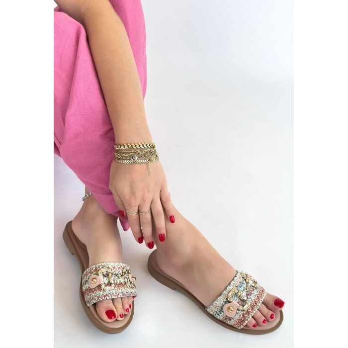 Gonne Renkli Hasır Dokuma Terlik