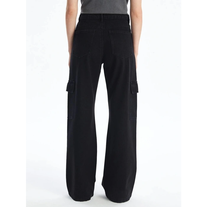 Kargo cep jeans pantolon siyah