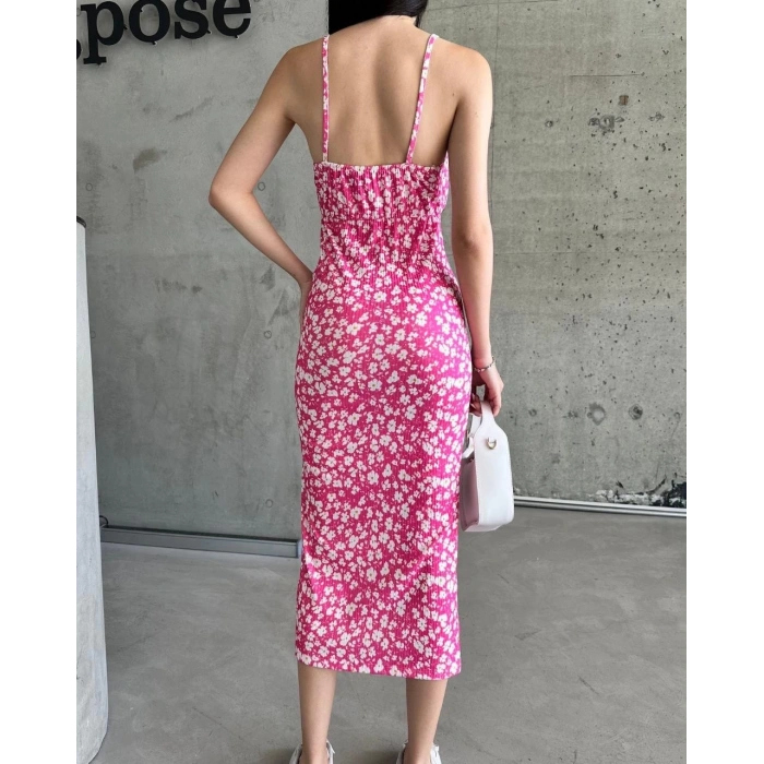 Kaşkorse Desenli askılı elbise