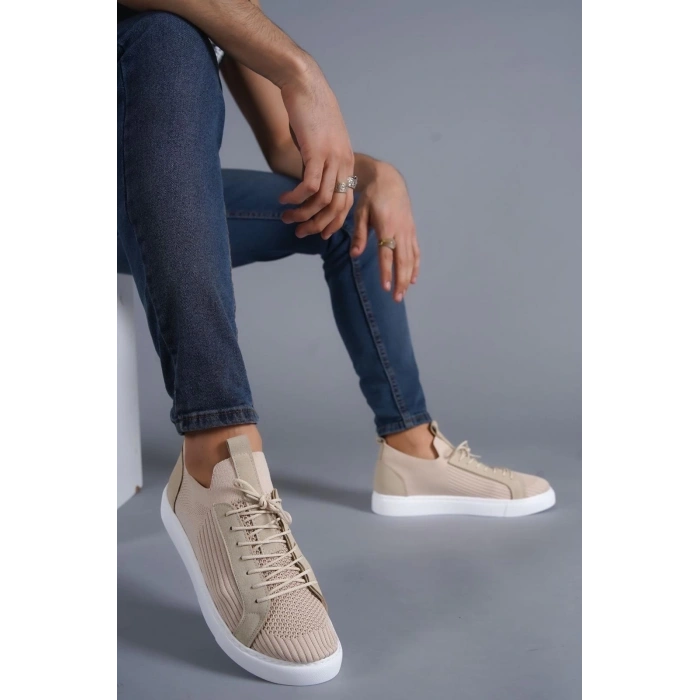 KB-112   Kuback Bej Triko Bağcıklı  Günlük Erkek  Ayakkabı