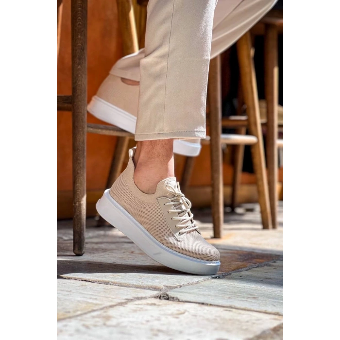 KB-116 Kuback Bej Bağcıklı Triko Günlük Erkek Ayakkabı