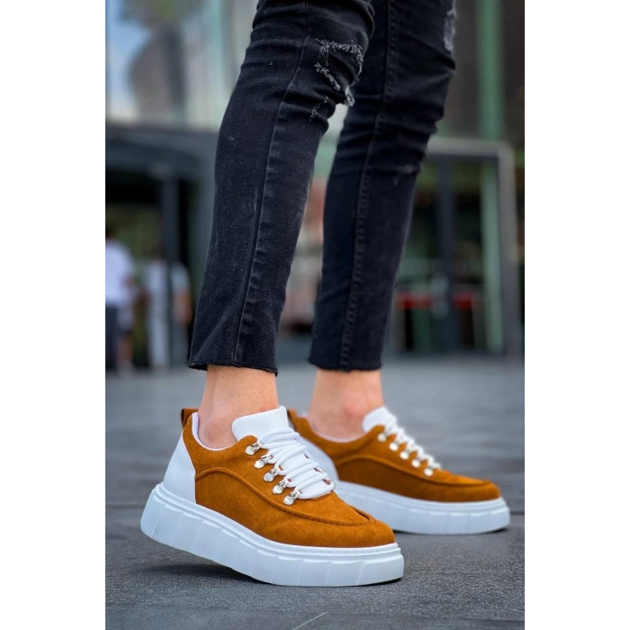 KB-X10 Kuback Taba Süet Beyaz Yüksek Taban Günlük Spor Ayakkabı