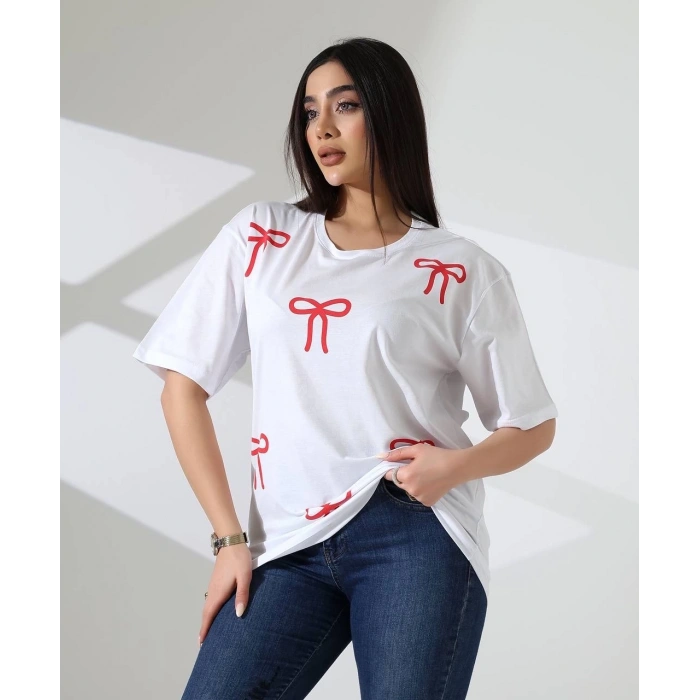 Kurdele baskılı tişört