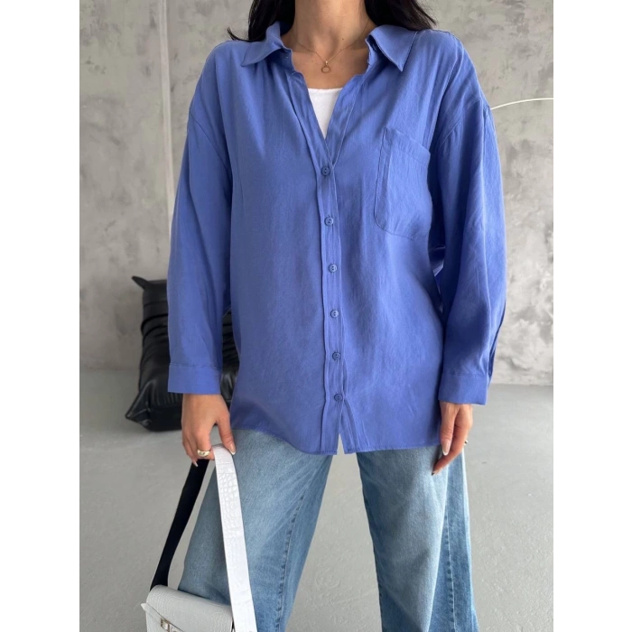 Modal oversize cepli gömlek