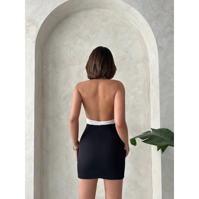 Önü büzgülü etek siyah s24222