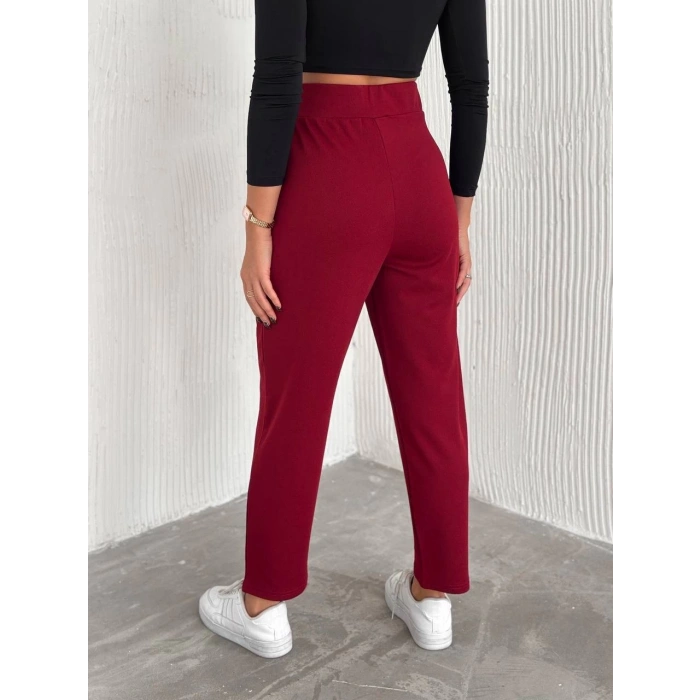 örme krep pantolon çift düğmeli