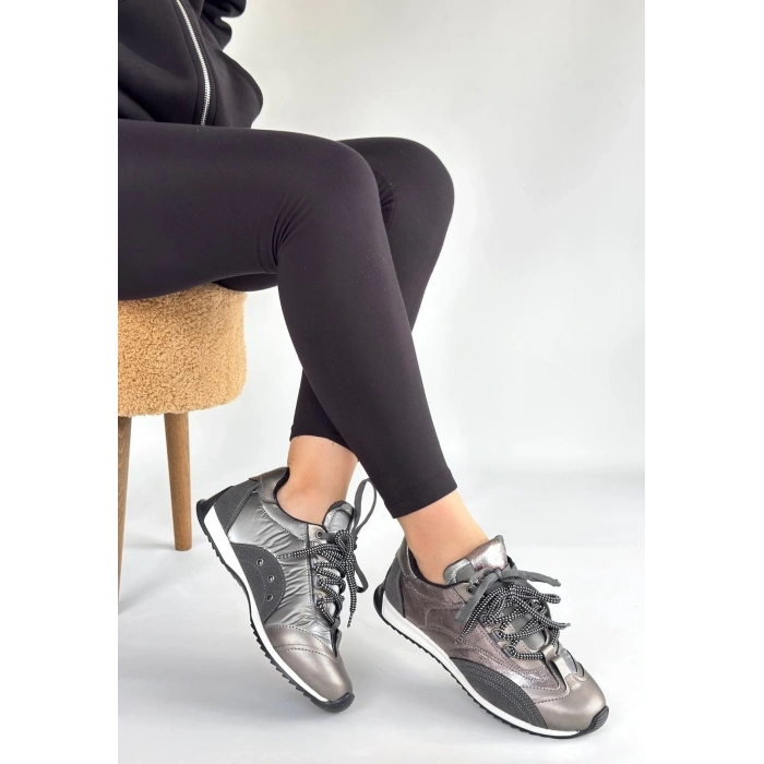 Ranu Platin Cilt Paraşüt Detaylı Bağcıklı Spor Ayakkabı