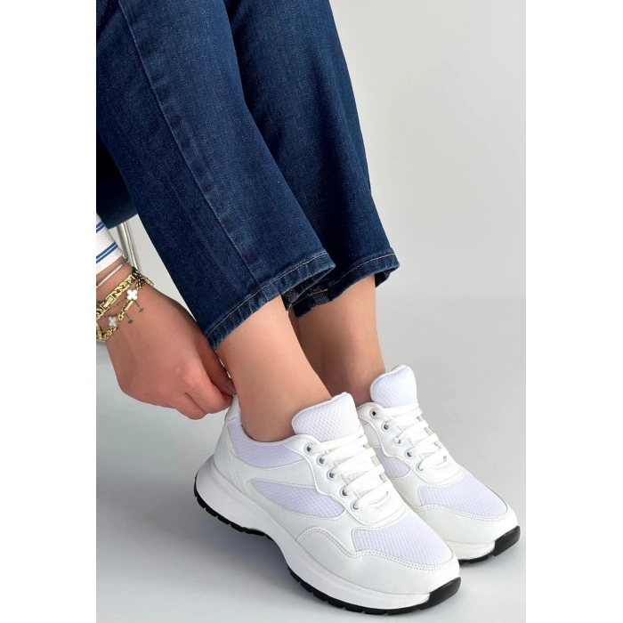 Slar Beyaz Cilt Spor Ayakkabı