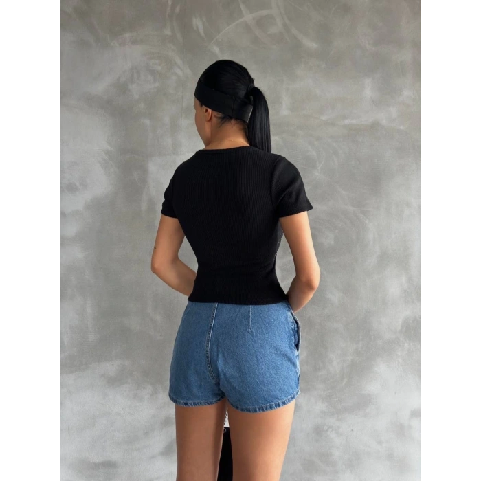Taş baskılı kaş korse bluz