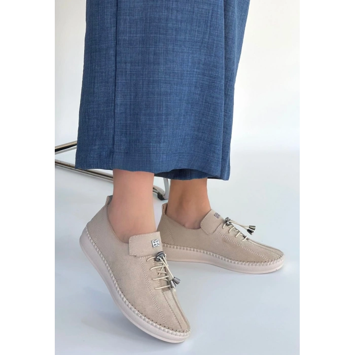 Warte Bej Süet Bağcıklı Spor Ayakkabı