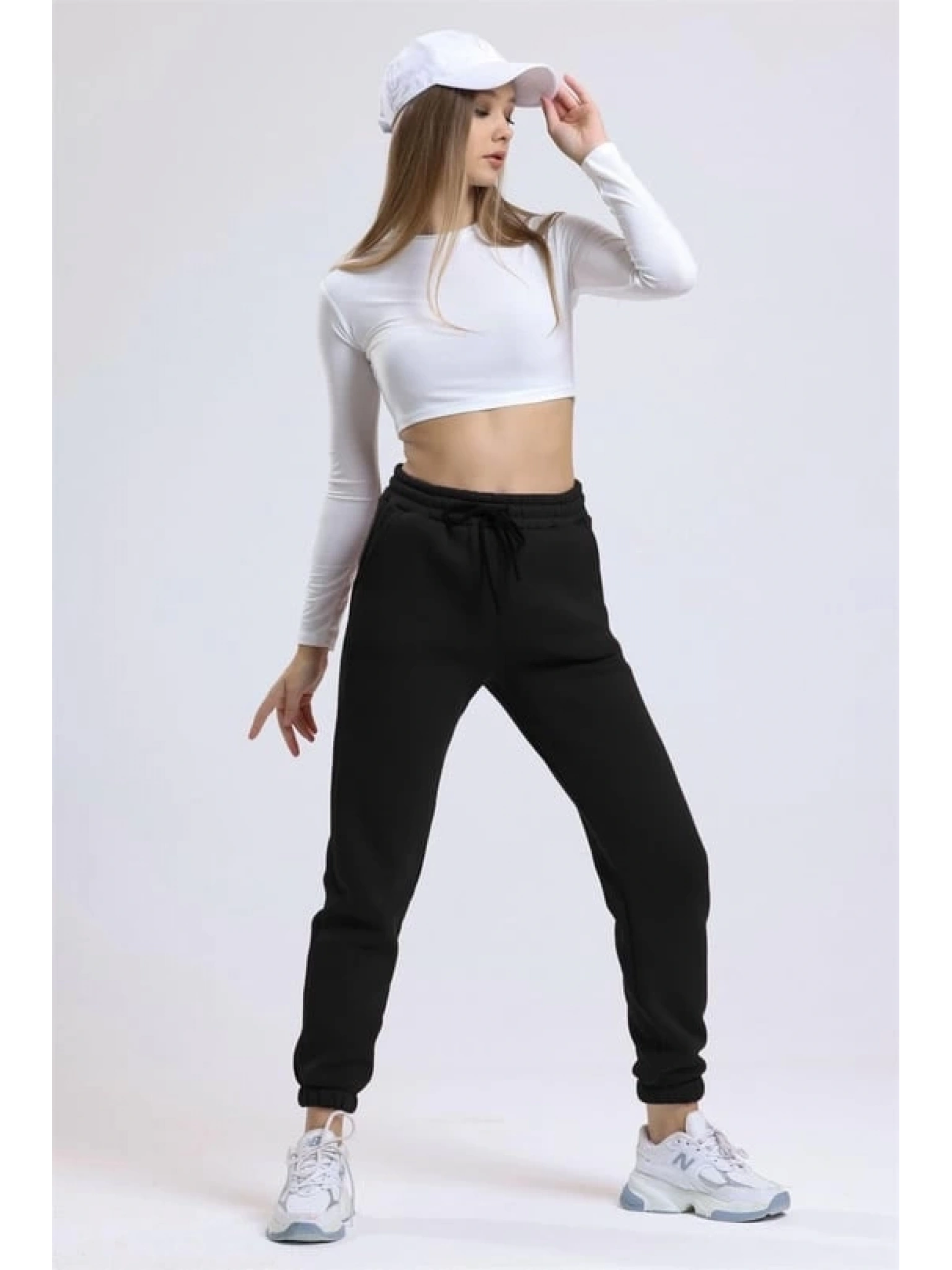 3 iplik şardonlu paça lastikli eşofman siyah is001