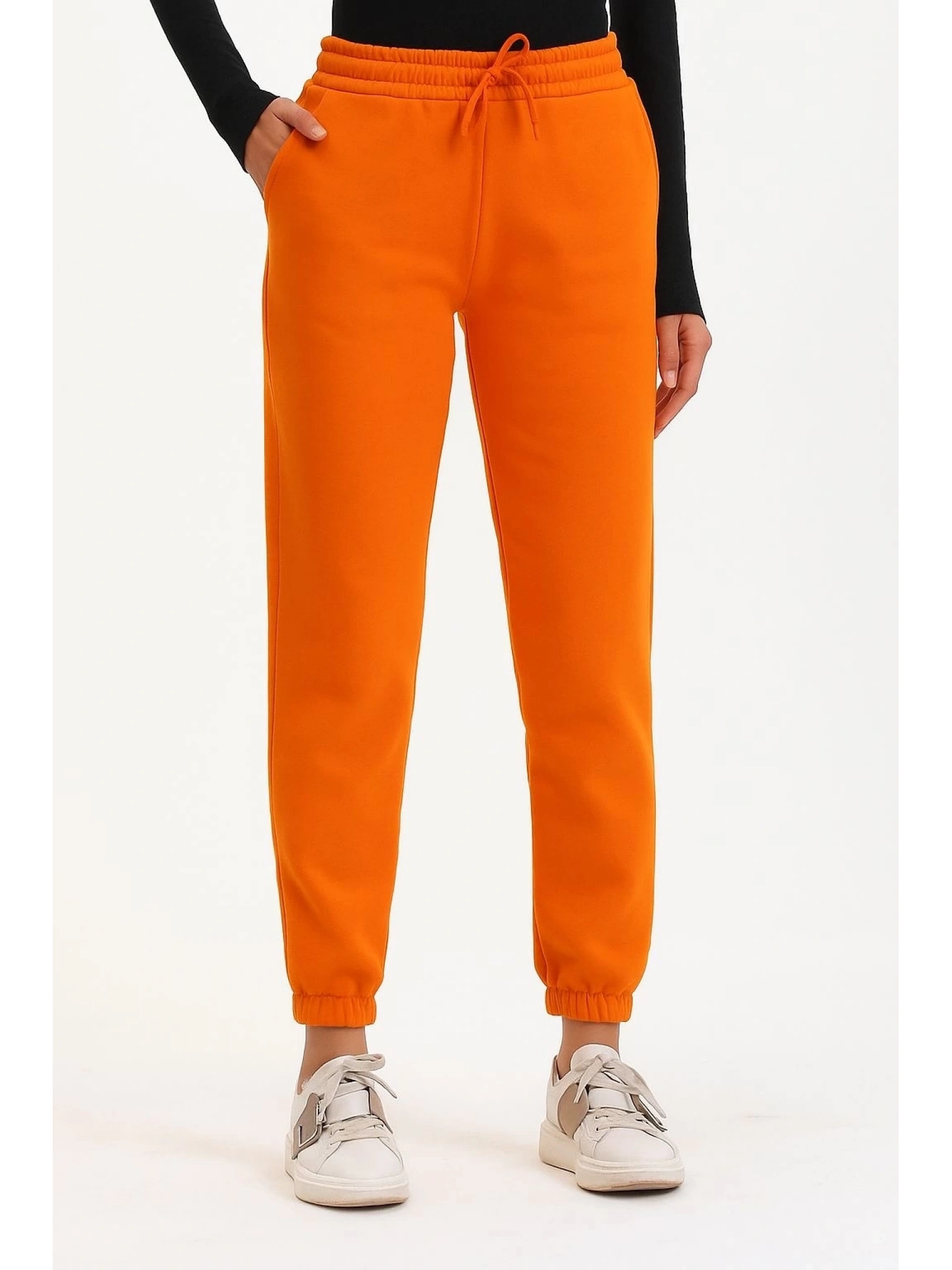 3 iplik şardonlu paça lastikli eşofman turuncu is001