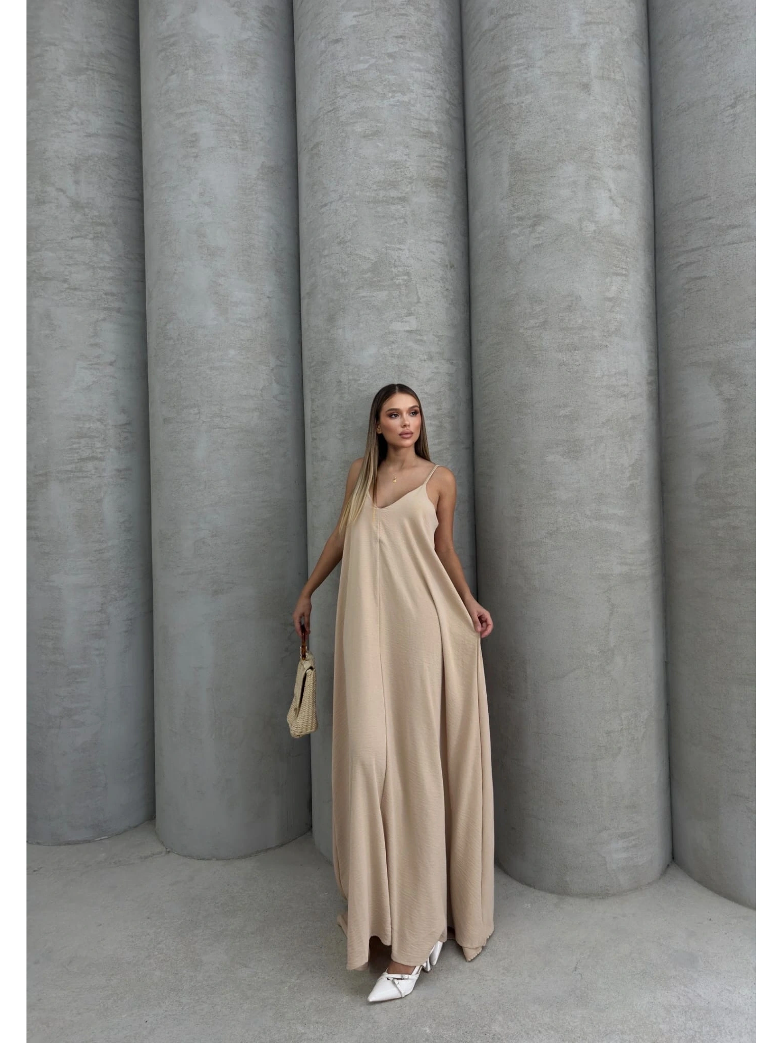 Aerobin uzun elbise bej pt