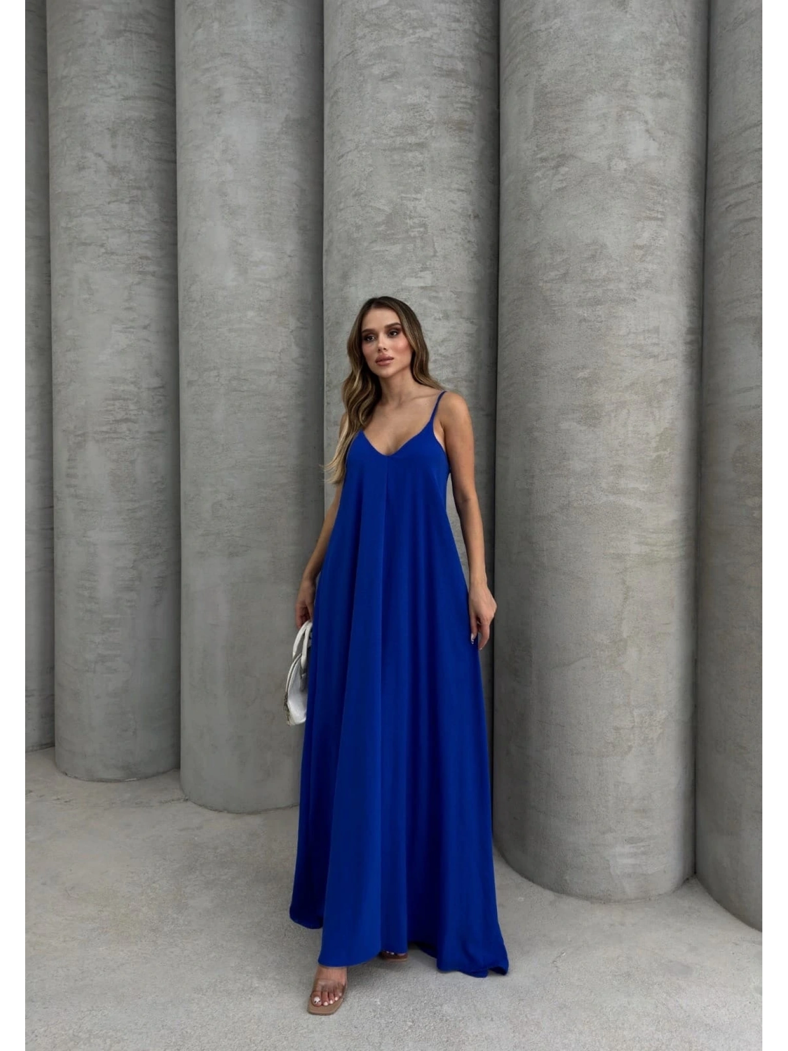 Aerobin uzun elbise saks mavisi pt