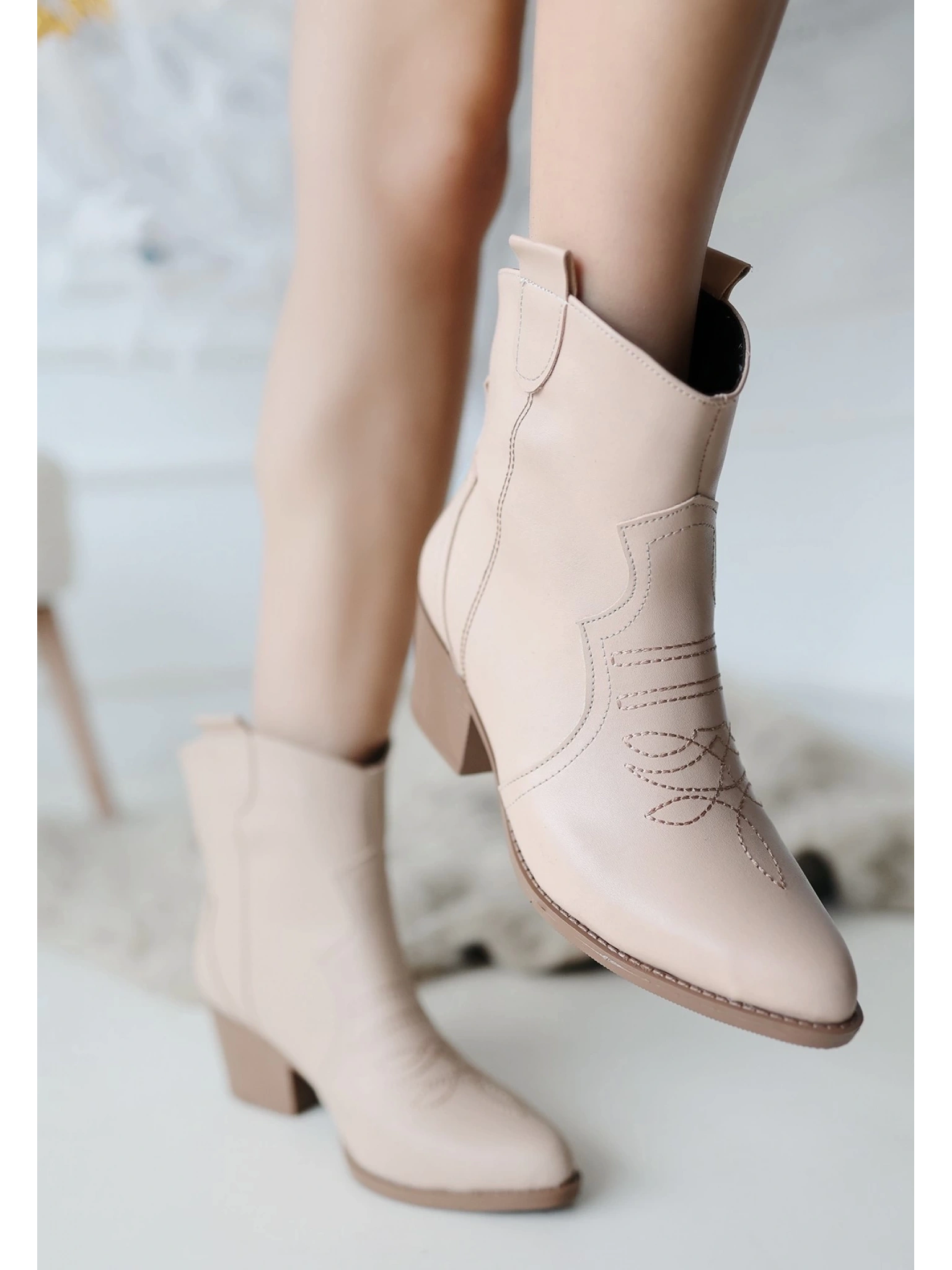 Akver Nude Cilt Topuklu Bot