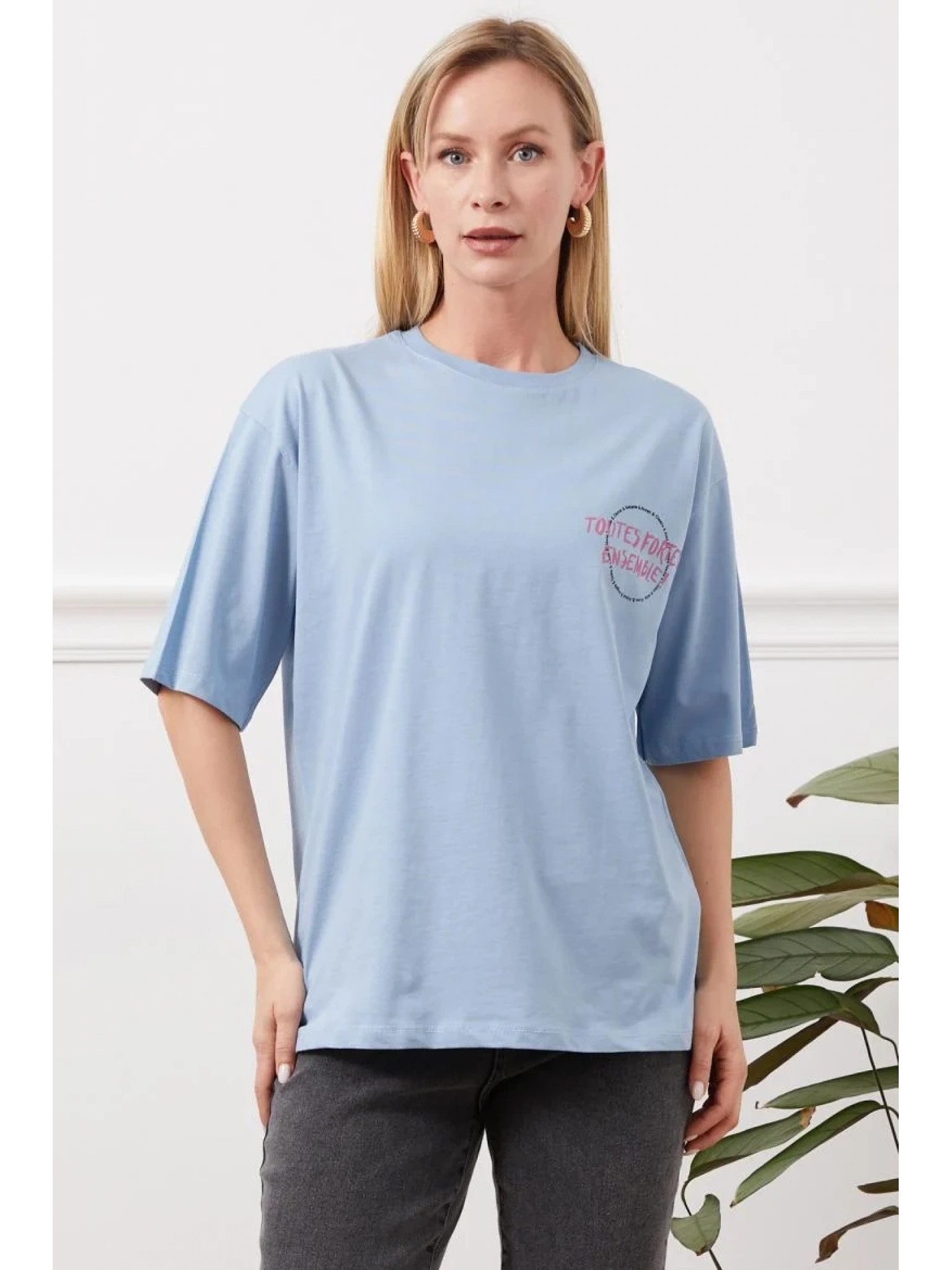 Baskılı tişört mavi