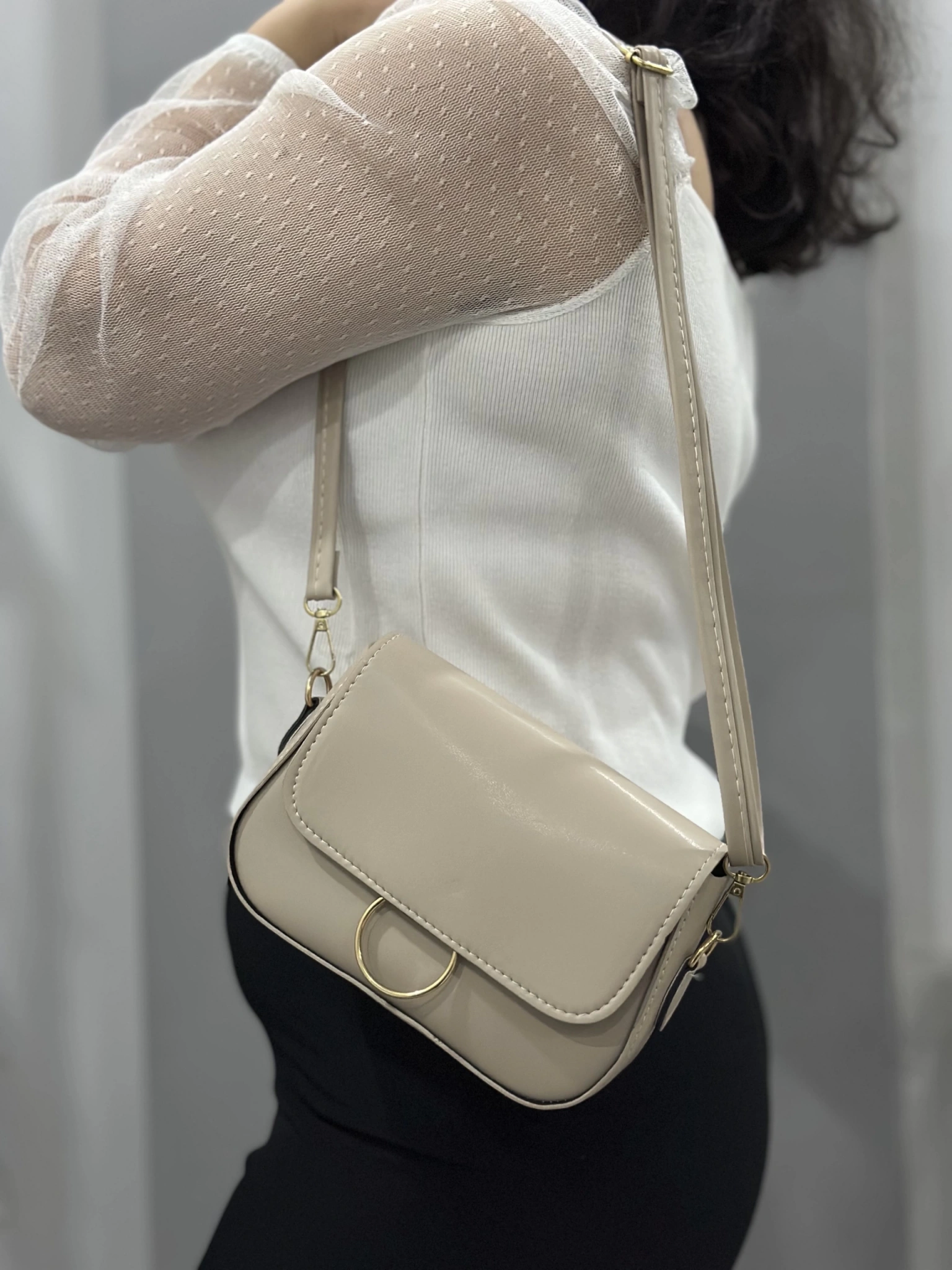 Bej cilt mossi çanta