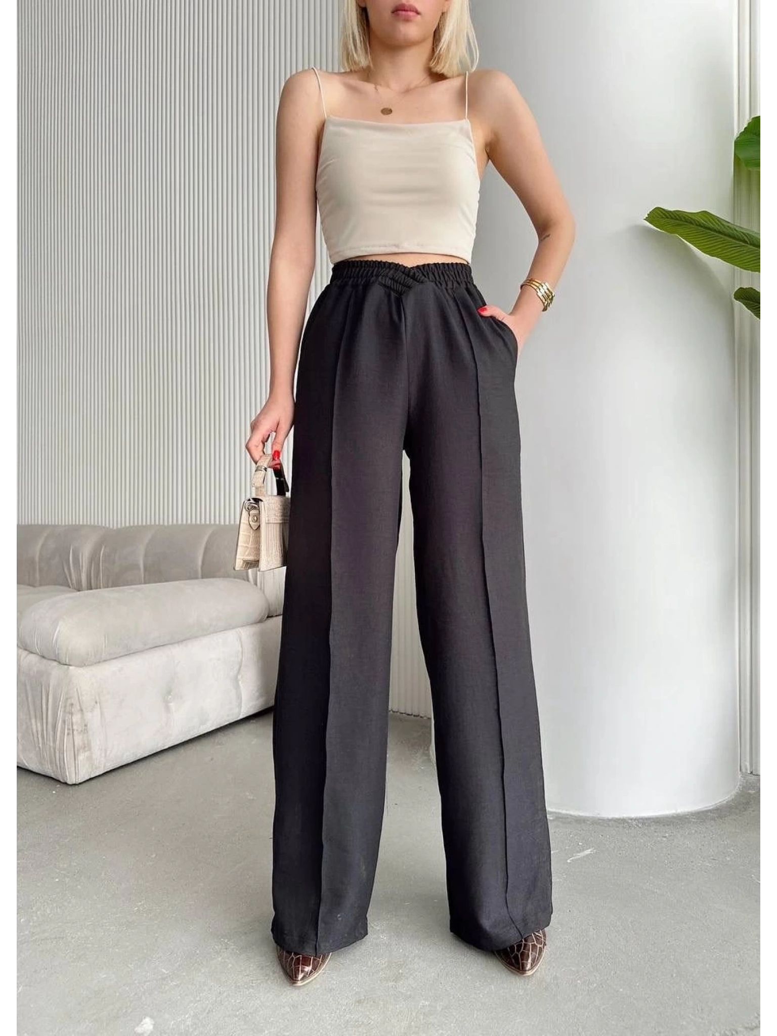 Beli çapraz pantolon