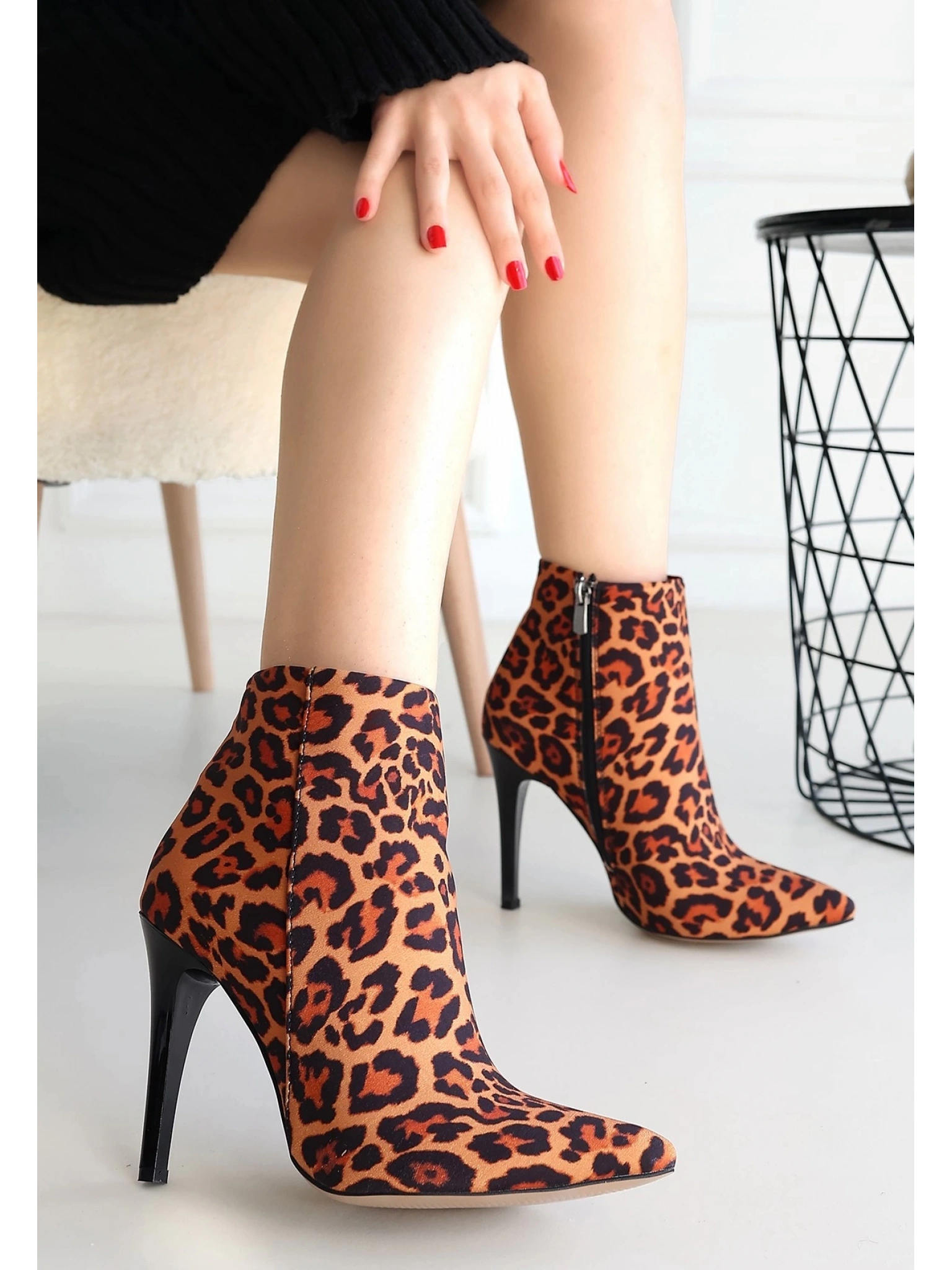 Blan Zebra Saten Topuklu Bot