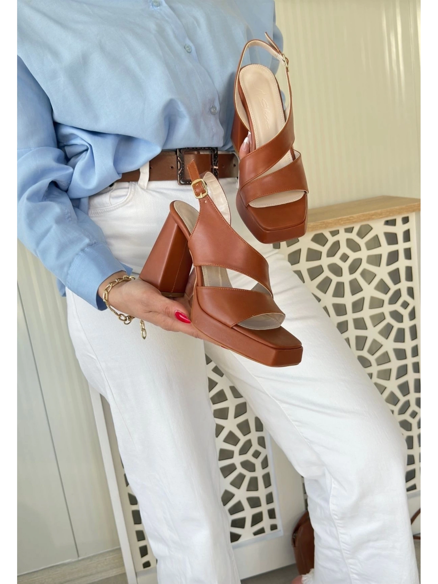 Cica Taba Cilt Topuklu Ayakkabı