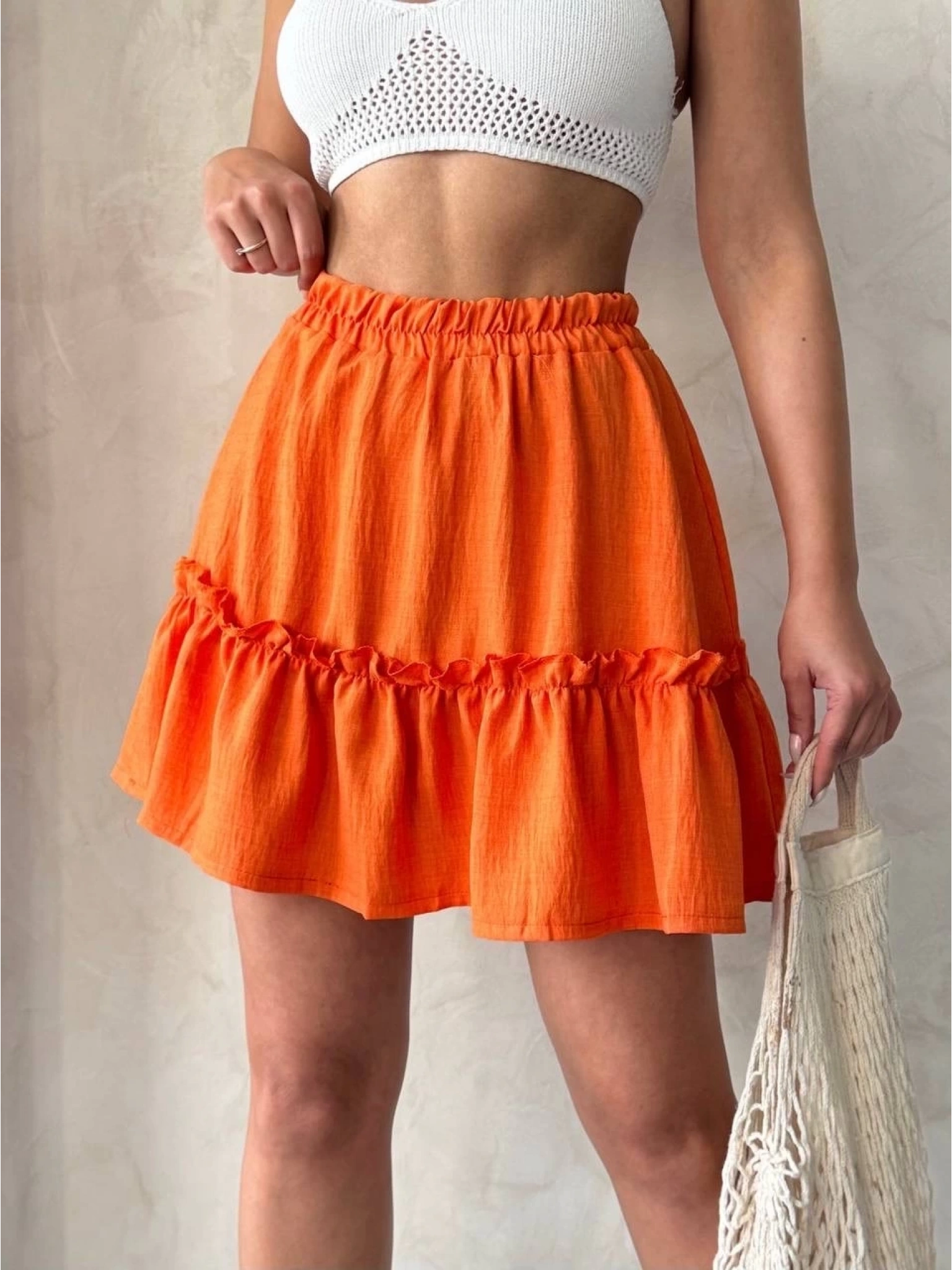 Çingene keten etek turuncu s24808