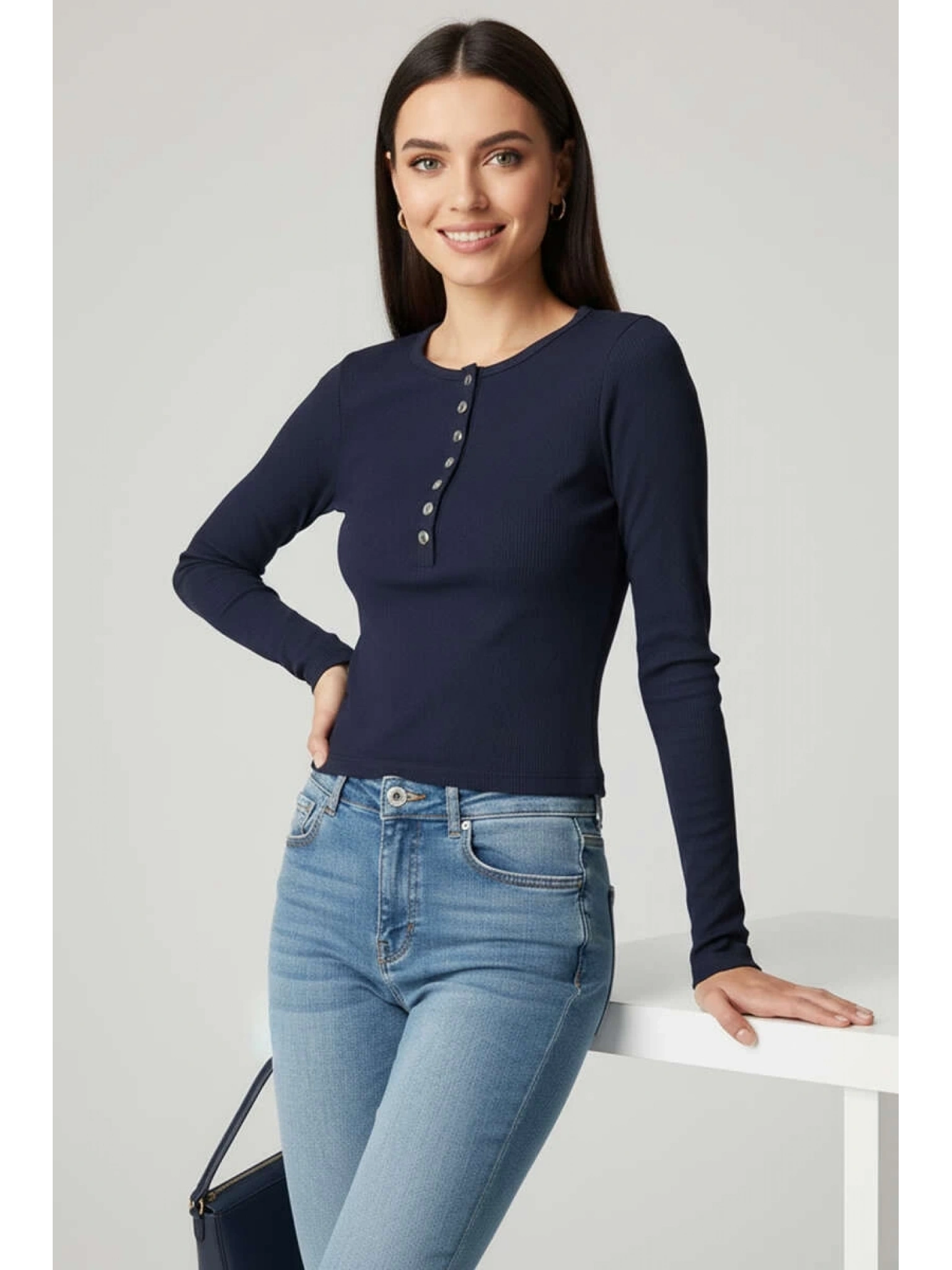 Çıtçıt Detaylı Bluz Lacivert T4343