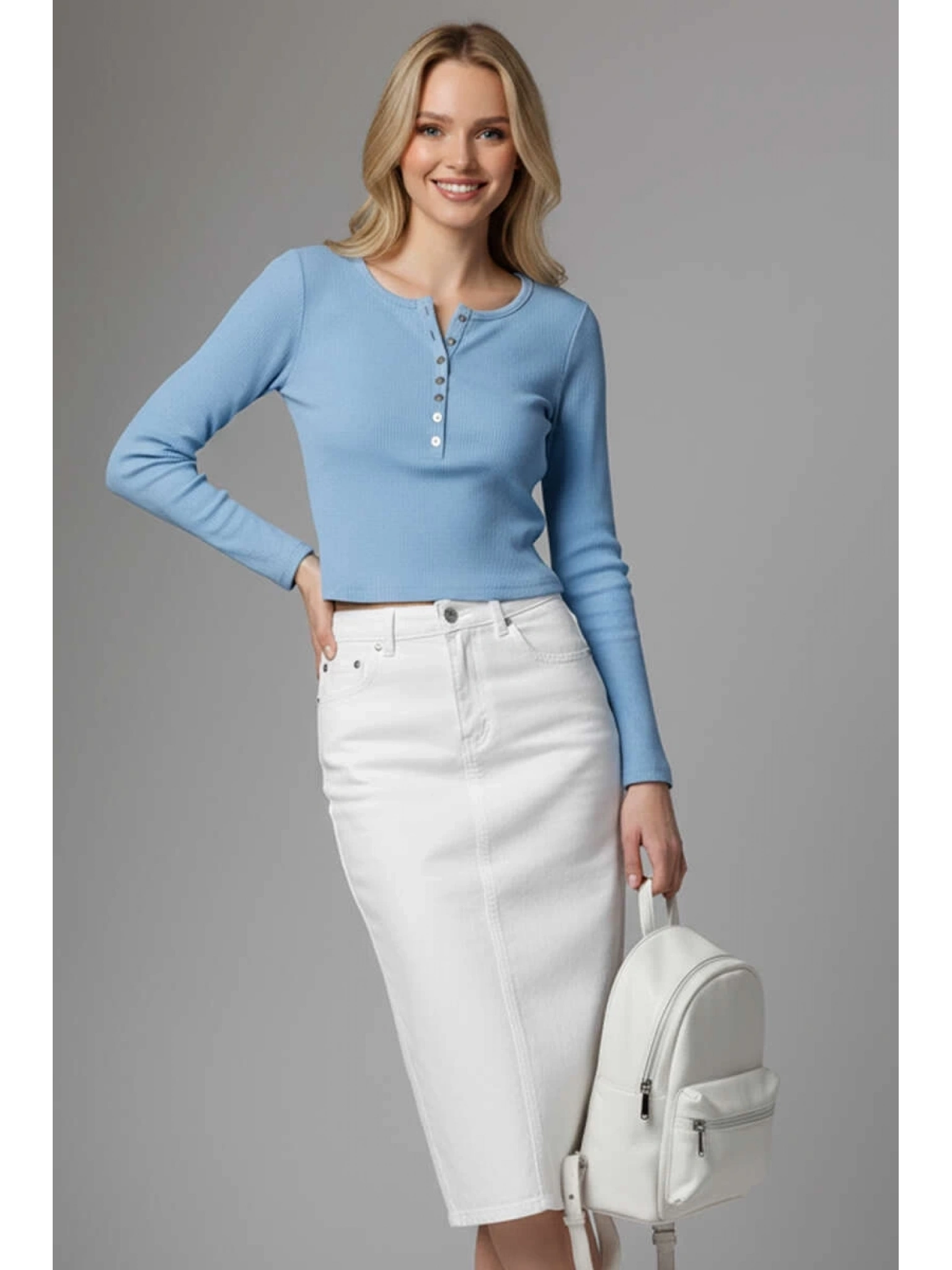 Çıtçıt Detaylı Bluz Mavi T4343