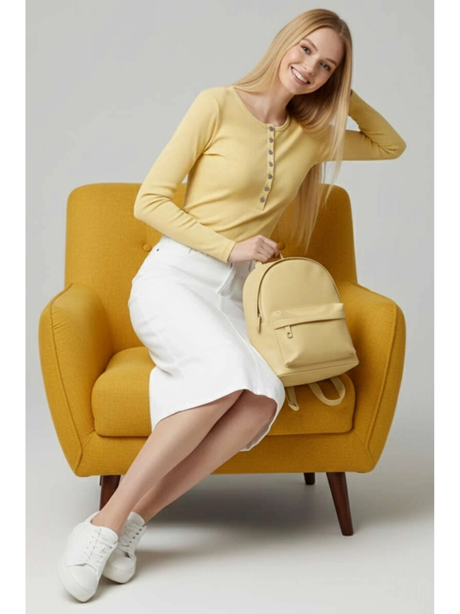 Çıtçıt Detaylı Bluz Sarı T4343