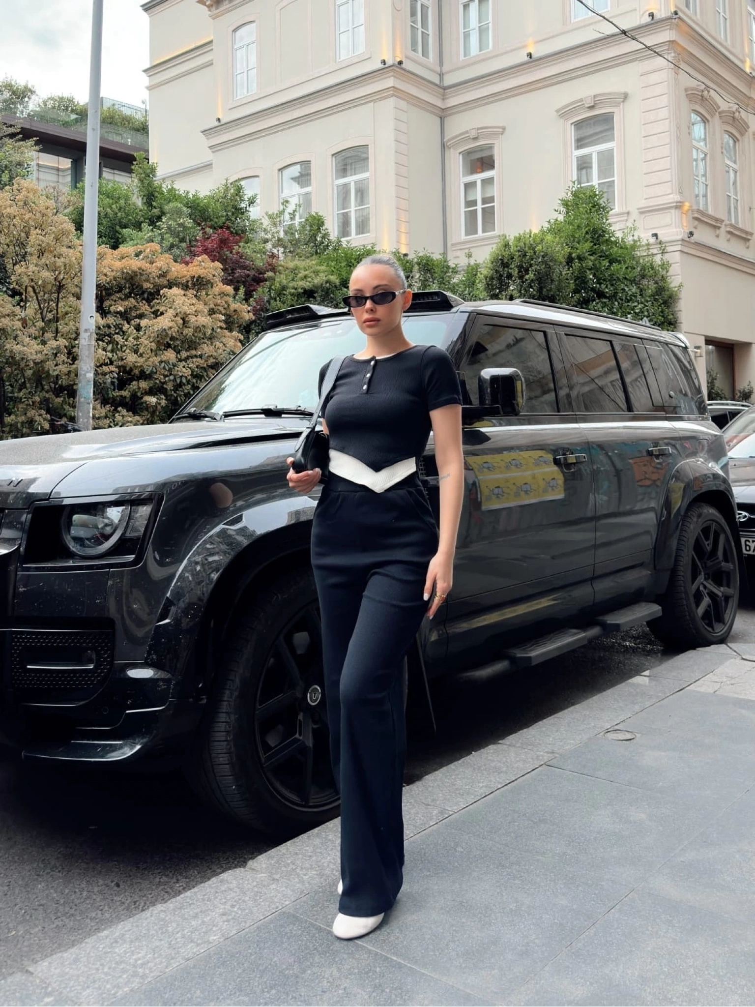 Düğme yakalı siyah alt üst takım s3943