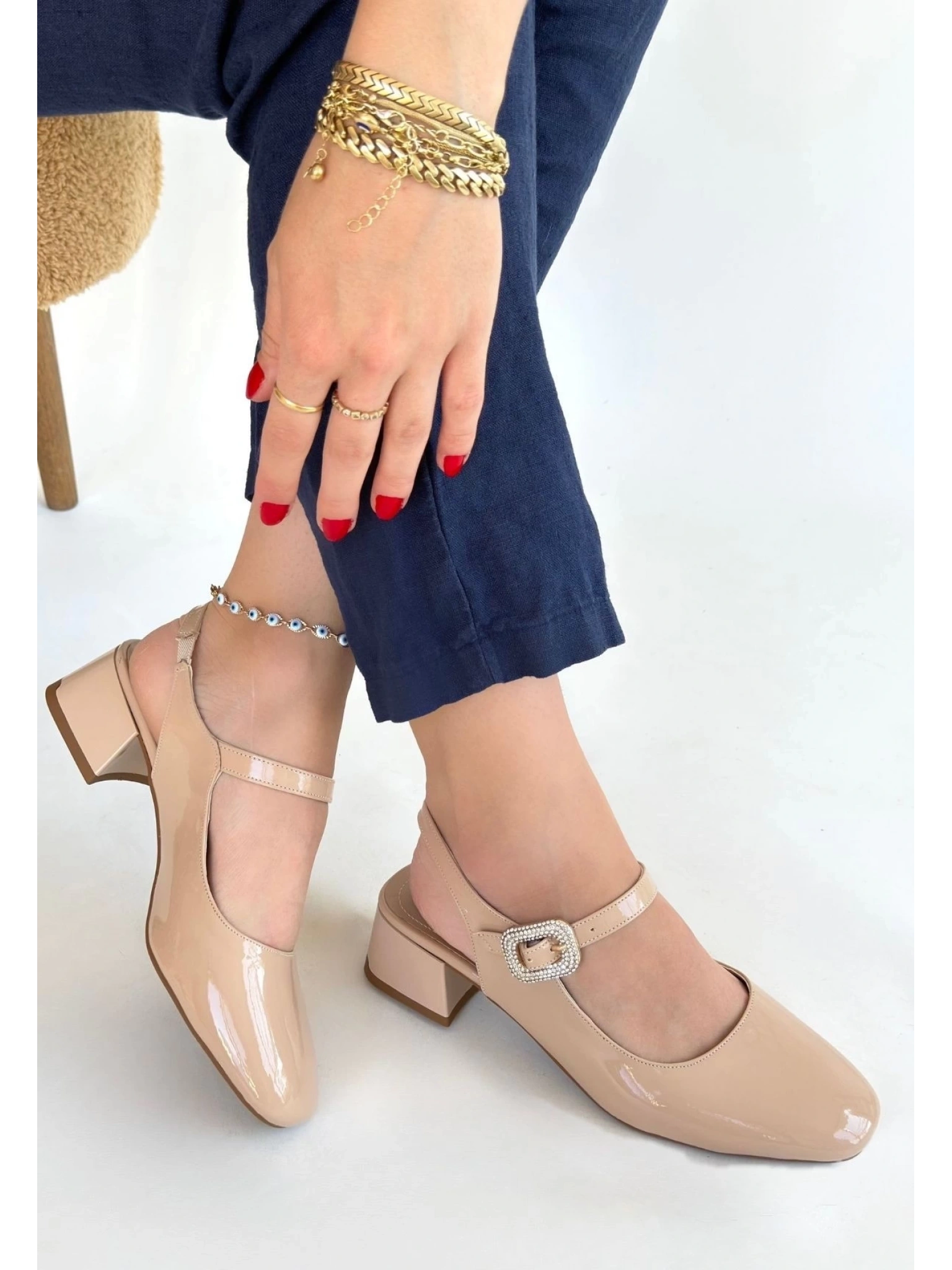 Gowe Nude Rugan Topuklu Ayakkabı